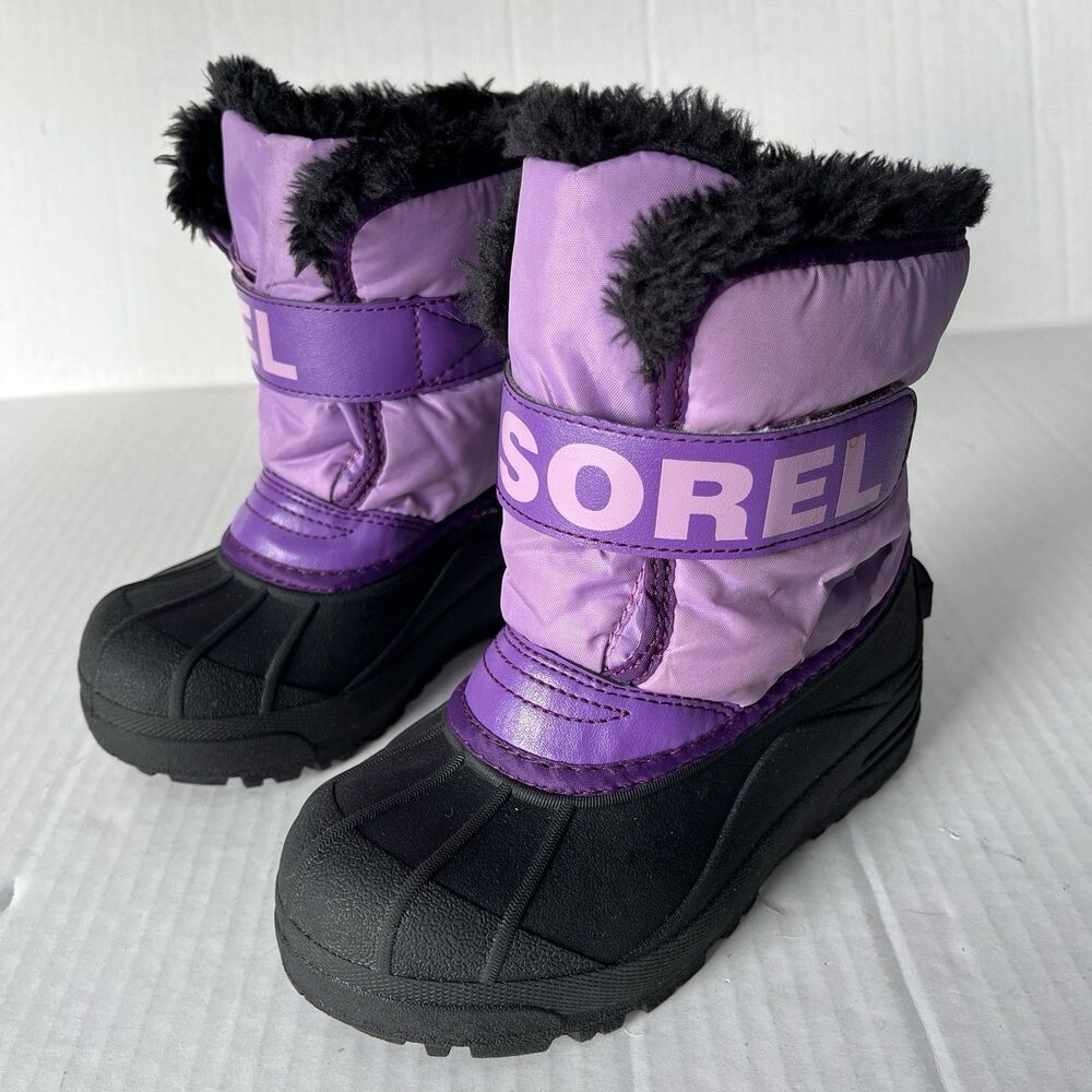 Sorel Commander Snow Boots Waterproof Faux Fur Lined Winter Rain Girls 12 Purple